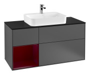 Тумба под раковину Villeroy & Boch Finion 120х50,1 см с подсветкой МДФ антрацит матовый лак/стекло черное матовое G412HBGK