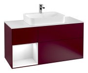 Тумба під раковину Villeroy & Boch Finion 120х50,1 см із підсвічуванням МДФ півонія матовий лак/скло біле матове G411GFHB