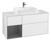 Тумба під раковину Villeroy & Boch Finion 120х50,1 см із підсвічуванням МДФ білий глянцевий лак/скло біле матове G411GJGF