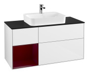 Тумба під раковину Villeroy & Boch Finion 120х50,1 см с подсветкой МДФ білий глянцевий лак/скло чорне матове G412HBGF