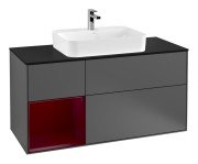 Тумба під раковину Villeroy & Boch Finion 120х50,1 см із підсвічуванням МДФ антрацит матовий лак/скло чорне матове G412HBGK