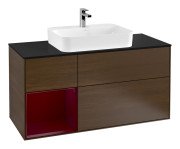 Тумба під раковину Villeroy & Boch Finion 120х50,1 см із підсвічуванням МДФ шпон волоського горіха/скло чорне матове G412HBGN