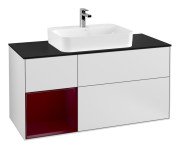 Тумба под раковину Villeroy & Boch Finion 120х50,1 см с подсветкой МДФ белый матовый лак/стекло черное матовое G412HBMT