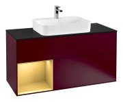 Тумба під раковину Villeroy & Boch Finion 120х50,1 см із підсвічуванням МДФ півонія матовий лак/скло чорне матове G412HFHB