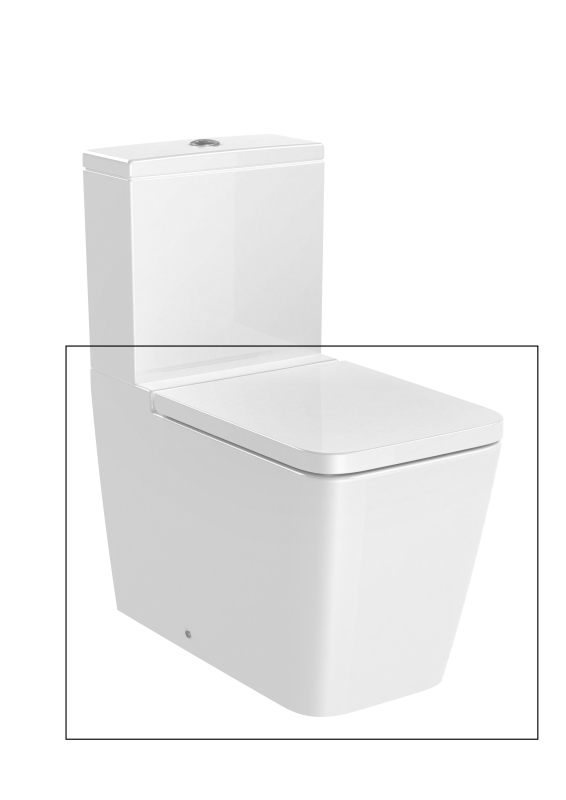 Чаша унитаза-компакта Roca Inspira Square Rimless 37,5х64,5 см сантехническая керамика белый A342536000