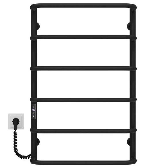 Электрический полотенцесушитель Deffi Стандарт П6 500х800 левое подключение JD03 черный C.SS.80.50.6.E.B.L.1
