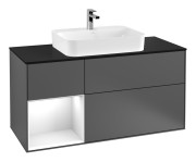 Тумба під раковину Villeroy & Boch Finion 120х50,1 см із підсвічуванням МДФ антрацит матовий лак/скло чорне матове F412GFGK