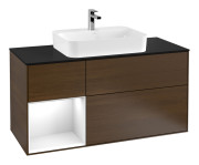 Тумба под раковину Villeroy & Boch Finion 120х50,1 см с подсветкой МДФ шпон грецкого ореха/стекло черное матовое F412GFGN