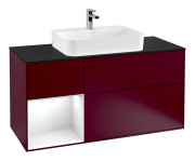 Тумба под раковину Villeroy & Boch Finion 120х50,1 см с подсветкой МДФ пион матовый лак/стекло черное матовое F412GFHB