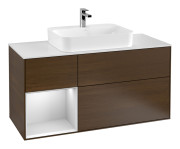 Тумба под раковину Villeroy & Boch Finion 120х50,1 см с подсветкой МДФ шпон грецкого ореха/стекло белое матовое F411MTGN