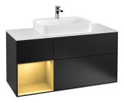 Тумба под раковину Villeroy & Boch Finion 120х50,1 см с подсветкой МДФ черный матовый лак/стекло белое матовое F411HFPD