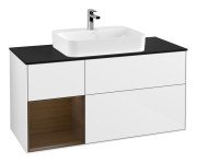 Тумба под раковину Villeroy & Boch Finion 120х50,1 см с подсветкой МДФ глянцевый белый лак/стекло черное матовое F412GNGF