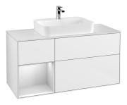 Тумба під раковину Villeroy & Boch Finion 120х50,1 см із підсвічуванням МДФ білий глянцевий лак/скло біле матове F411MTGF