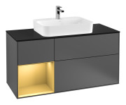 Тумба під раковину Villeroy & Boch Finion 120х50,1 см із підсвічуванням МДФ антрацит матовий лак/скло чорне матове F412HFGK