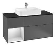 Тумба под раковину Villeroy & Boch Finion 120х50,1 см с подсветкой МДФ антрацит матовый лак/стекло черное матовое F412MTGK