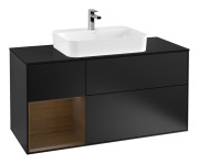 Тумба под раковину Villeroy & Boch Finion 120х50,1 см с подсветкой МДФ черный матовый лак/стекло черное матовое F412GNPD