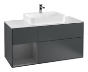 Тумба под раковину Villeroy & Boch Finion 120х50,1 см с подсветкой МДФ темно-синий матовый лак/стекло белое матовое F411GKHG