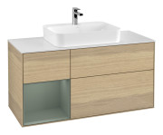 Тумба под раковину Villeroy & Boch Finion 120х50,1 см с подсветкой МДФ шпон дуба/стекло белое матовое F411GMPC