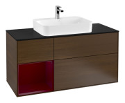 Тумба под раковину Villeroy & Boch Finion 120х50,1 см с подсветкой МДФ шпон грецкого ореха/стекло черное матовое F412HBGN