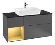 Тумба під раковину Villeroy & Boch Finion 120х50,1 см із підсвічуванням МДФ антрацит матовий лак/скло чорне матове F412HFGK