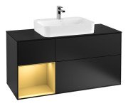 Тумба під раковину Villeroy & Boch Finion 120х50,1 см із підсвічуванням МДФ чорний матовий лак/скло чорне матове F412HFPD