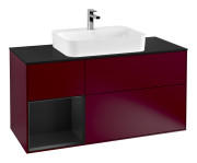 Тумба под раковину Villeroy & Boch Finion 120х50,1 см с подсветкой МДФ пион матовый лак/стекло черное матовое F412PDHB