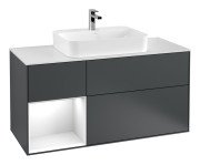 Тумба під раковину Villeroy & Boch Finion 120х50,1 см із підсвічуванням МДФ темно-синій матовий лак/скло біле матове F411GFHG