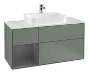 Тумба під раковину Villeroy & Boch Finion 120х50,1 см із підсвічуванням МДФ оливковий матовий лак/скло біле матове F411GKGM