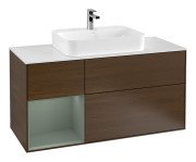 Тумба под раковину Villeroy & Boch Finion 120х50,1 см с подсветкой МДФ шпон грецкого ореха/стекло белое матовое F411GMGN