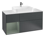 Тумба под раковину Villeroy & Boch Finion 120х50,1 см с подсветкой МДФ темно-синий матовый лак/стекло белое матовое F411GMHG