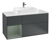 Тумба под раковину Villeroy & Boch Finion 120х50,1 см с подсветкой МДФ темно-синий матовый лак/стекло белое матовое F411GMHG