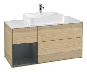 Тумба под раковину Villeroy & Boch Finion 120х50,1 см с подсветкой МДФ шпон дуба/стекло белое матовое F411HGPC