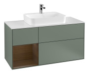 Тумба під раковину Villeroy & Boch Finion 120х50,1 см із підсвічуванням МДФ оливковий матовий лак/скло біле матове F411GNGM