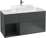 Тумба под раковину Villeroy & Boch Finion 120х50,1 см с подсветкой МДФ темно-синий матовый лак/стекло белое матовое F411PDHG