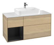 Тумба під раковину Villeroy & Boch Finion 120х50,1 см із підсвічуванням МДФ шпон дуба/скло біле матове F411PDPC