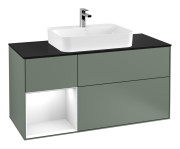 Тумба під раковину Villeroy & Boch Finion 120х50,1 см із підсвічуванням МДФ оливковий матовий лак/скло чорне матове F412GFGM