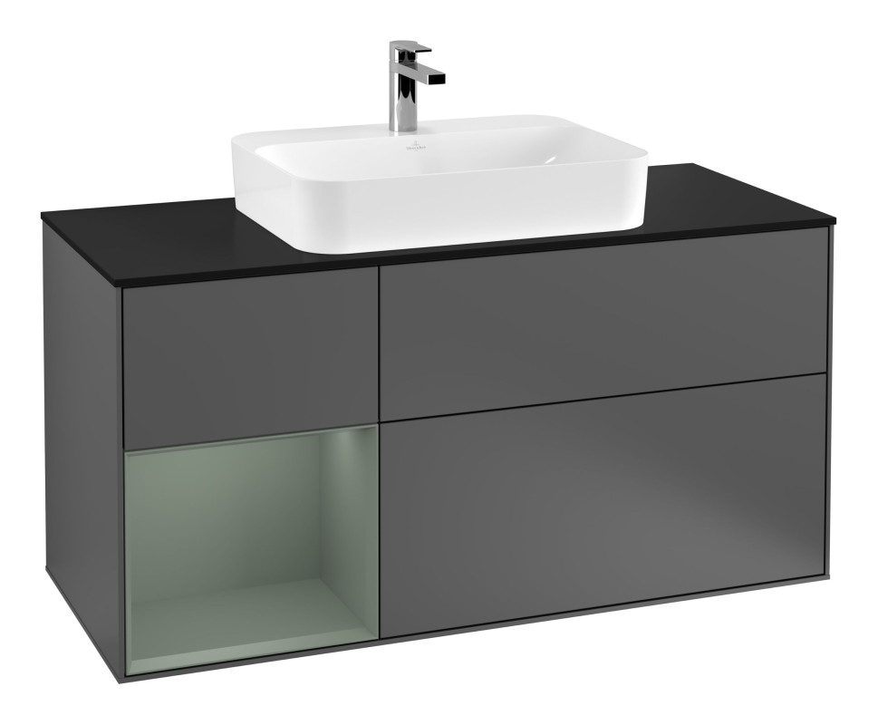 Тумба під раковину Villeroy & Boch Finion 120х50,1 см із підсвічуванням МДФ антрацит матовий лак/скло чорне матове F412GMGK