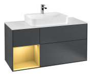 Тумба под раковину Villeroy & Boch Finion 120х50,1 см с подсветкой МДФ темно-синий матовый лак/стекло белое матовое F411HFHG