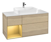 Тумба под раковину Villeroy & Boch Finion 120х50,1 см с подсветкой МДФ шпон дуба/стекло белое матовое F411HFPC