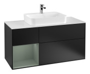 Тумба под раковину Villeroy & Boch Finion 120х50,1 см с подсветкой МДФ черный матовый лак/стекло белое матовое F411GMPD