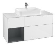 Тумба під раковину Villeroy & Boch Finion 120х50,1 см із підсвічуванням МДФ білий глянцевий лак/скло біле матове F411HGGF