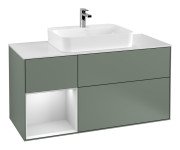 Тумба під раковину Villeroy & Boch Finion 120х50,1 см із підсвічуванням МДФ оливковий матовий лак/скло біле матове F411MTGM