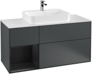 Тумба под раковину Villeroy & Boch Finion 120х50,1 см с подсветкой МДФ темно-синий матовый лак/стекло белое матовое F411PDHG