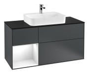 Тумба під раковину Villeroy & Boch Finion 120х50,1 см із підсвічуванням МДФ темно-синій матовий лак/скло чорне матове F412GFHG
