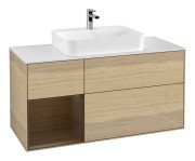 Тумба під раковину Villeroy & Boch Finion 120х50,1 см із підсвічуванням МДФ шпон дуба/скло біле матове F411GNPC