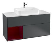 Тумба під раковину Villeroy & Boch Finion 120х50,1 см із підсвічуванням МДФ темно-синій матовий лак/скло біле матове F411HBHG