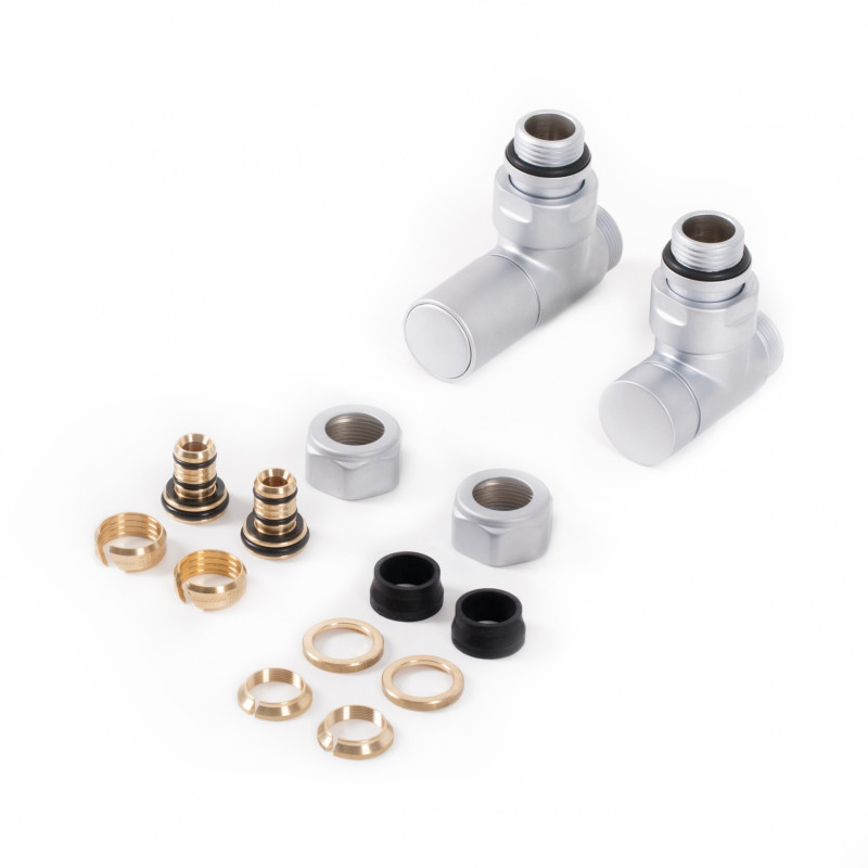 Комплект вентилей Теrma регулирующий трехосный угловой латунь сатин WRZRCK1-ST