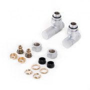 Комплект вентилей Теrma регулирующий трехосный угловой латунь сатин WRZRCK1-ST