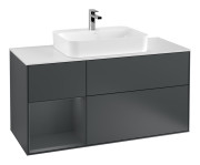 Тумба под раковину Villeroy & Boch Finion 120х50,1 см с подсветкой МДФ темно-синий матовый лак/стекло белое матовое G411HGHG