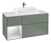 Тумба під раковину Villeroy & Boch Finion 120х50,1 см із підсвічуванням МДФ оливковий матовий лак/скло біле матове G411MTGM